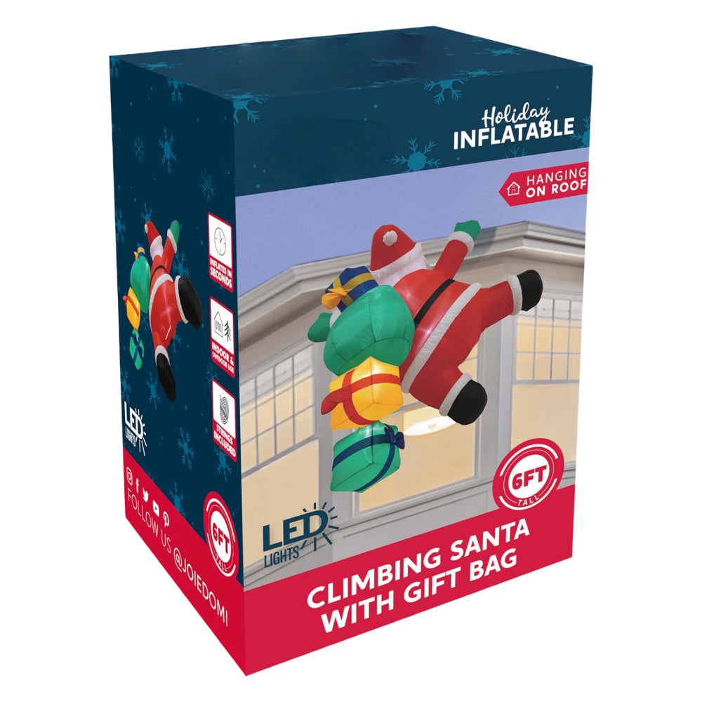Festive Climber Santa Inflatable with Illuminating Lights