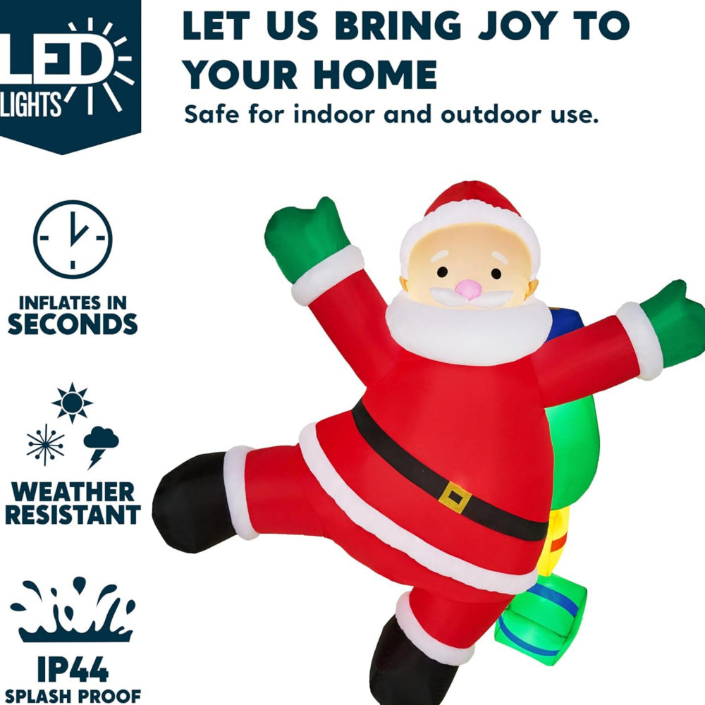 Festive Climber Santa Inflatable with Illuminating Lights