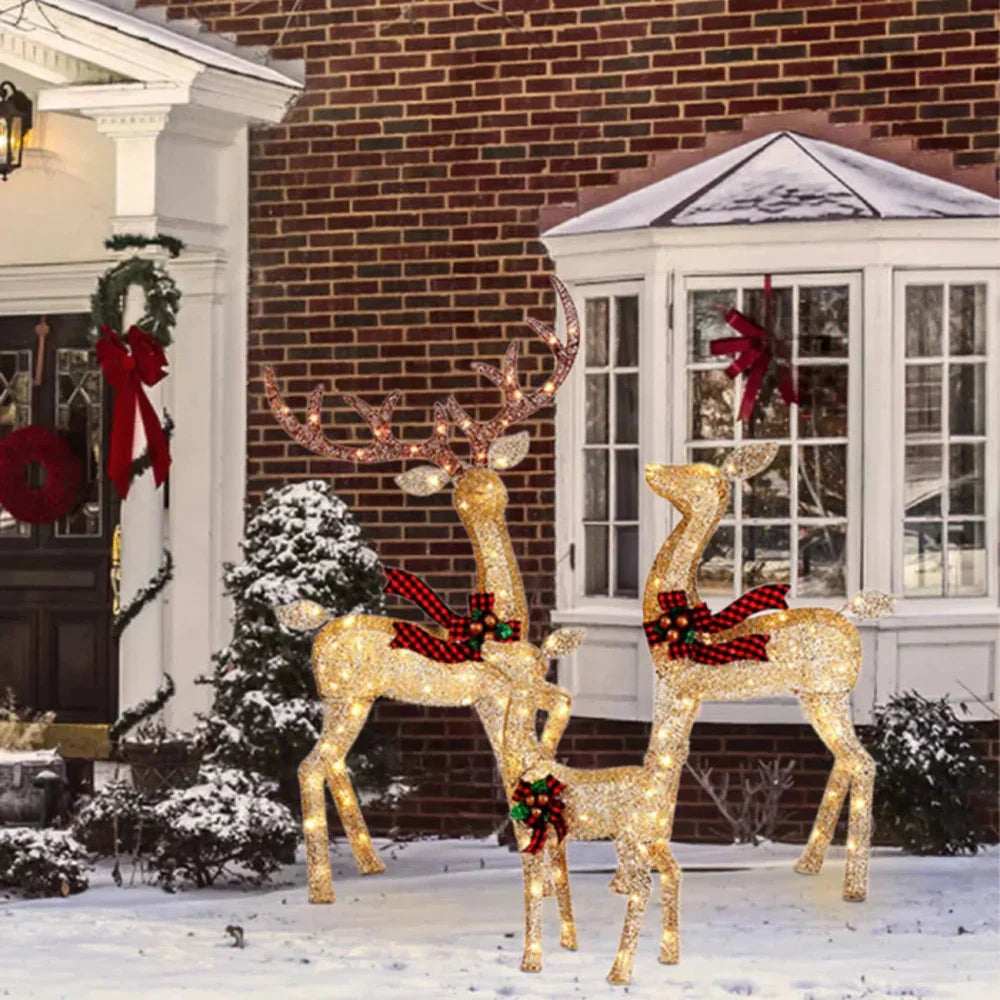 Festive LED Reindeer Holiday Light Display for Outdoors