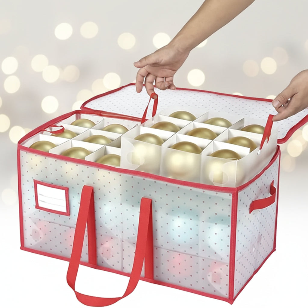 Holiday Decoration Storage Box with Dual-Sided Compartments