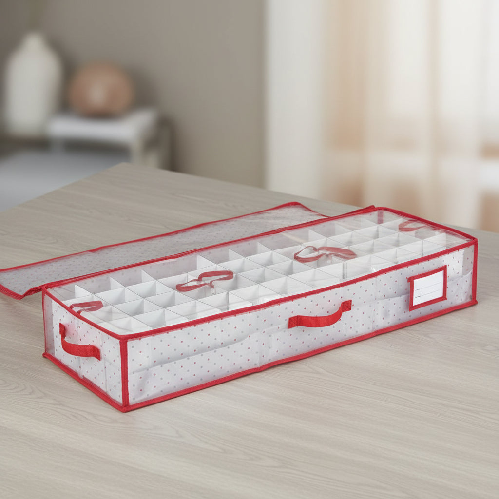 Holiday Decoration Storage Box with Dual-Sided Compartments