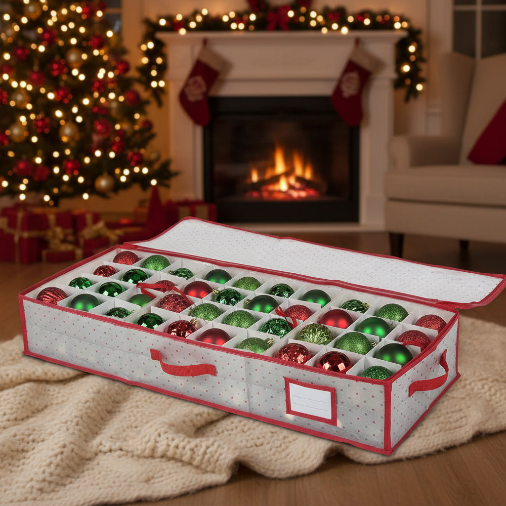 Holiday Decoration Storage Box with Dual-Sided Compartments
