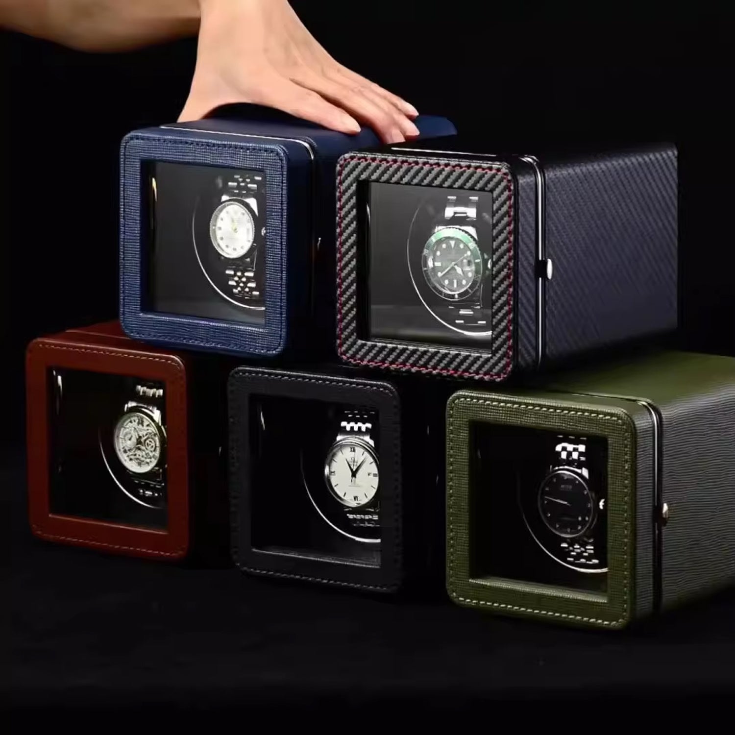 Watch Winder with 5 Rotation Settings – USB Type-C, Silent Motor, PU Leather