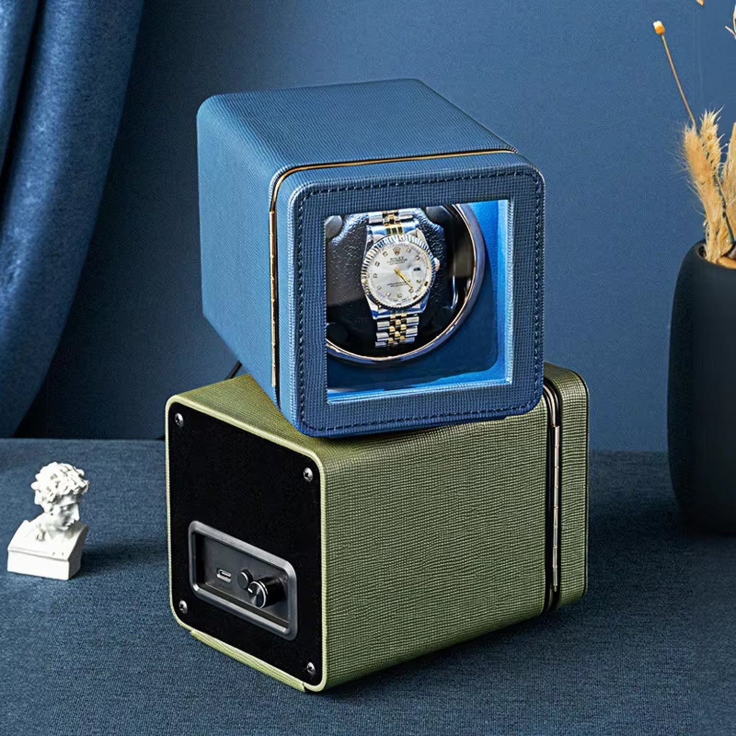 Watch Winder with 5 Rotation Settings – USB Type-C, Silent Motor, PU Leather