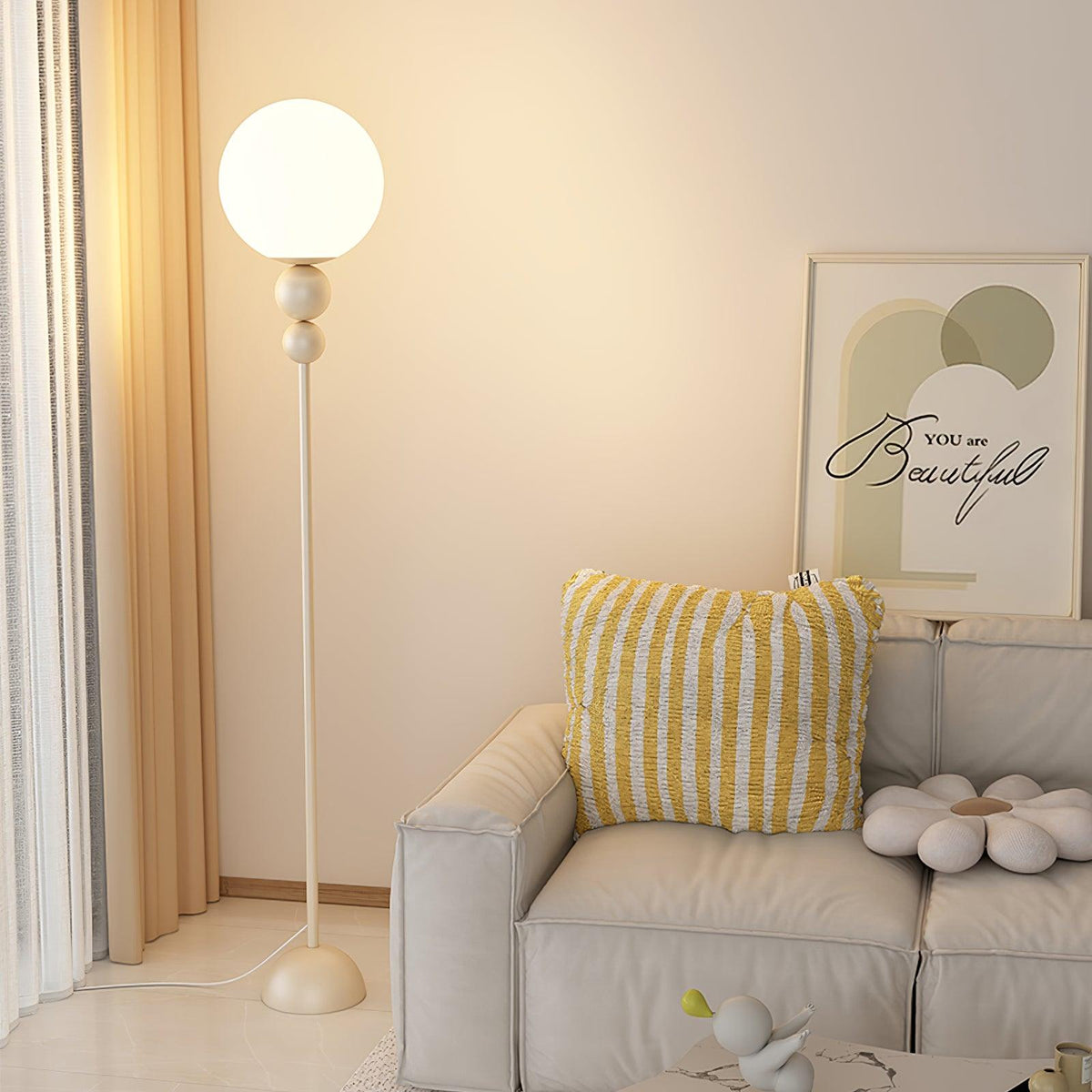Sophisticated Stand Lamp – Sleek Metal & Glass Design