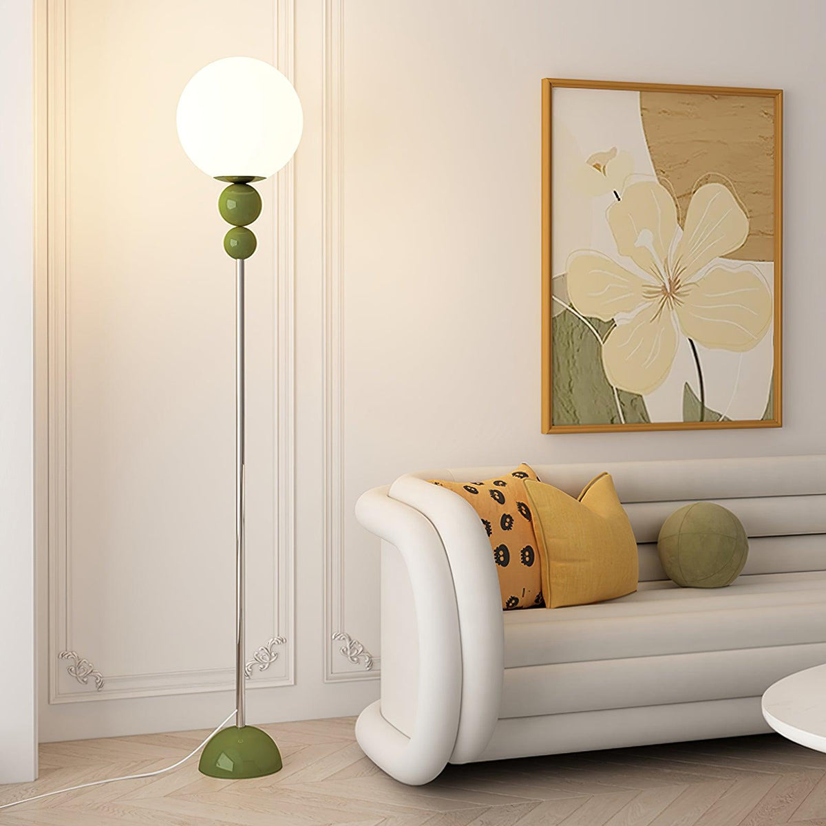 Sophisticated Stand Lamp – Sleek Metal & Glass Design