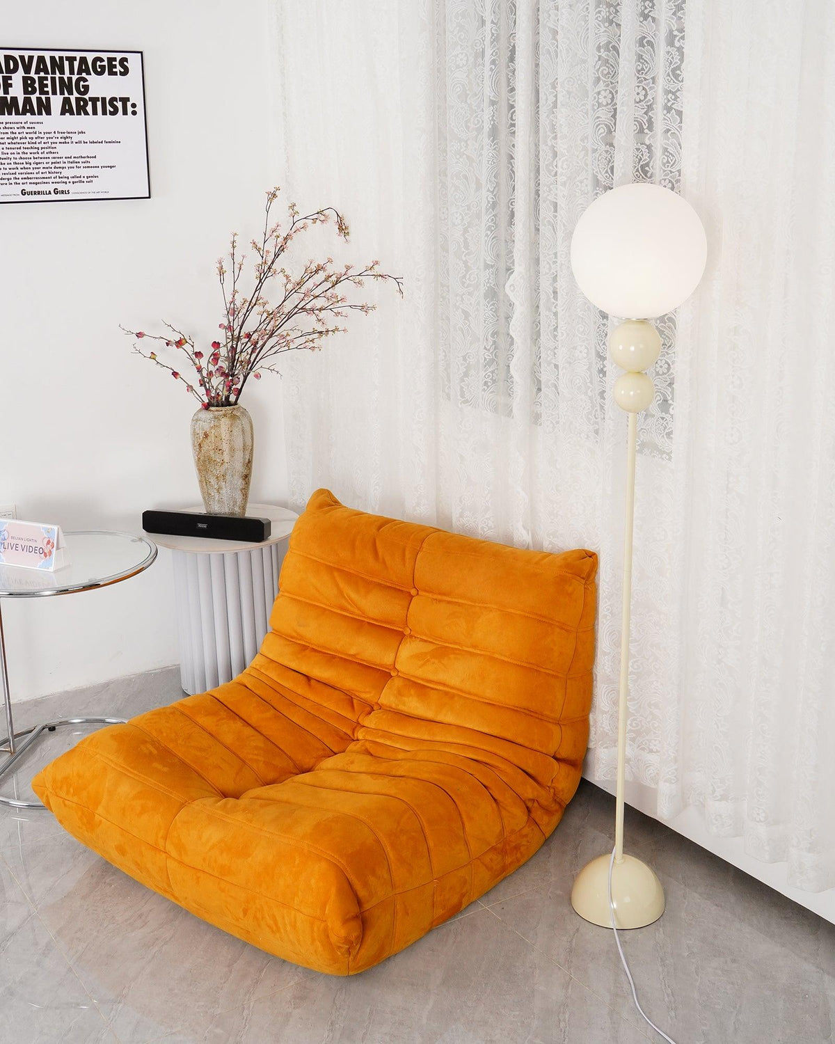Sophisticated Stand Lamp – Sleek Metal & Glass Design