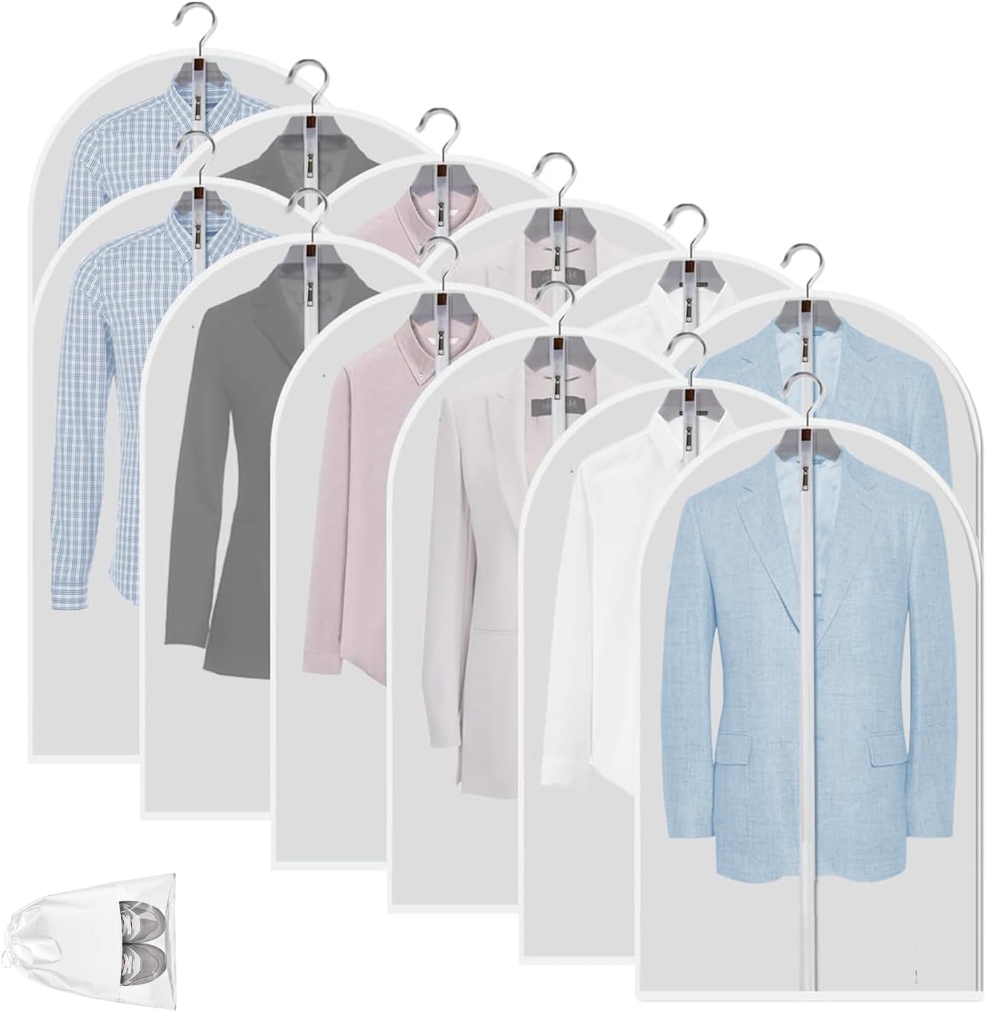 12-Pack Waterproof and Breathable Garment Bags for Dust-Free Storage