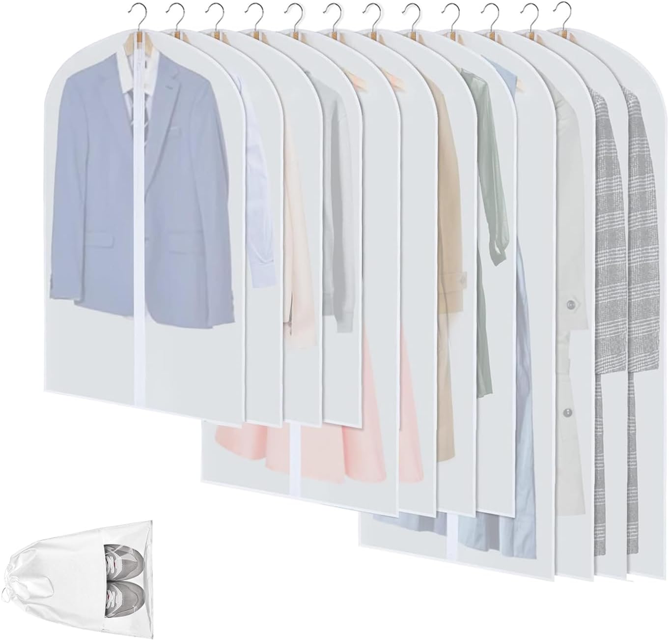12-Pack Waterproof and Breathable Garment Bags for Dust-Free Storage