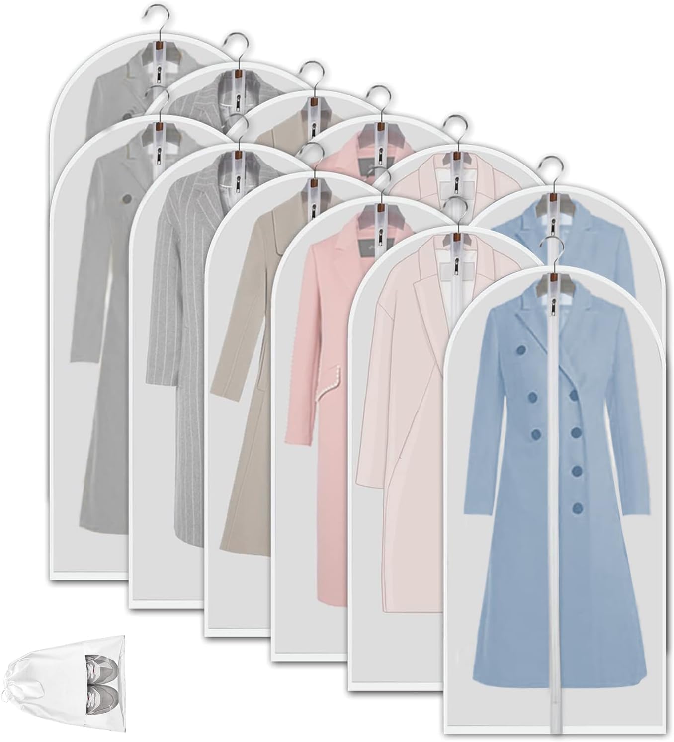12-Pack Waterproof and Breathable Garment Bags for Dust-Free Storage