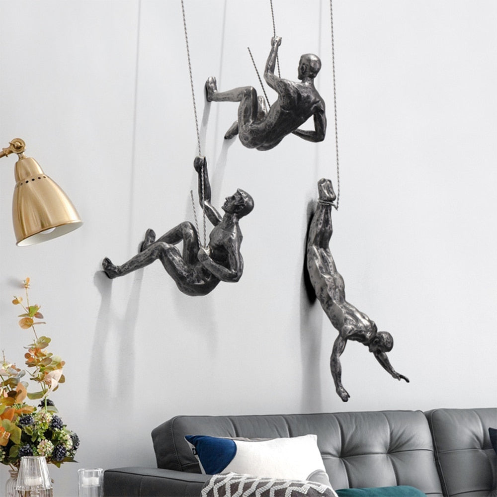 Handcrafted Metal Climber Wall Art Sculpture – Motivational Decor for Strength and Growth