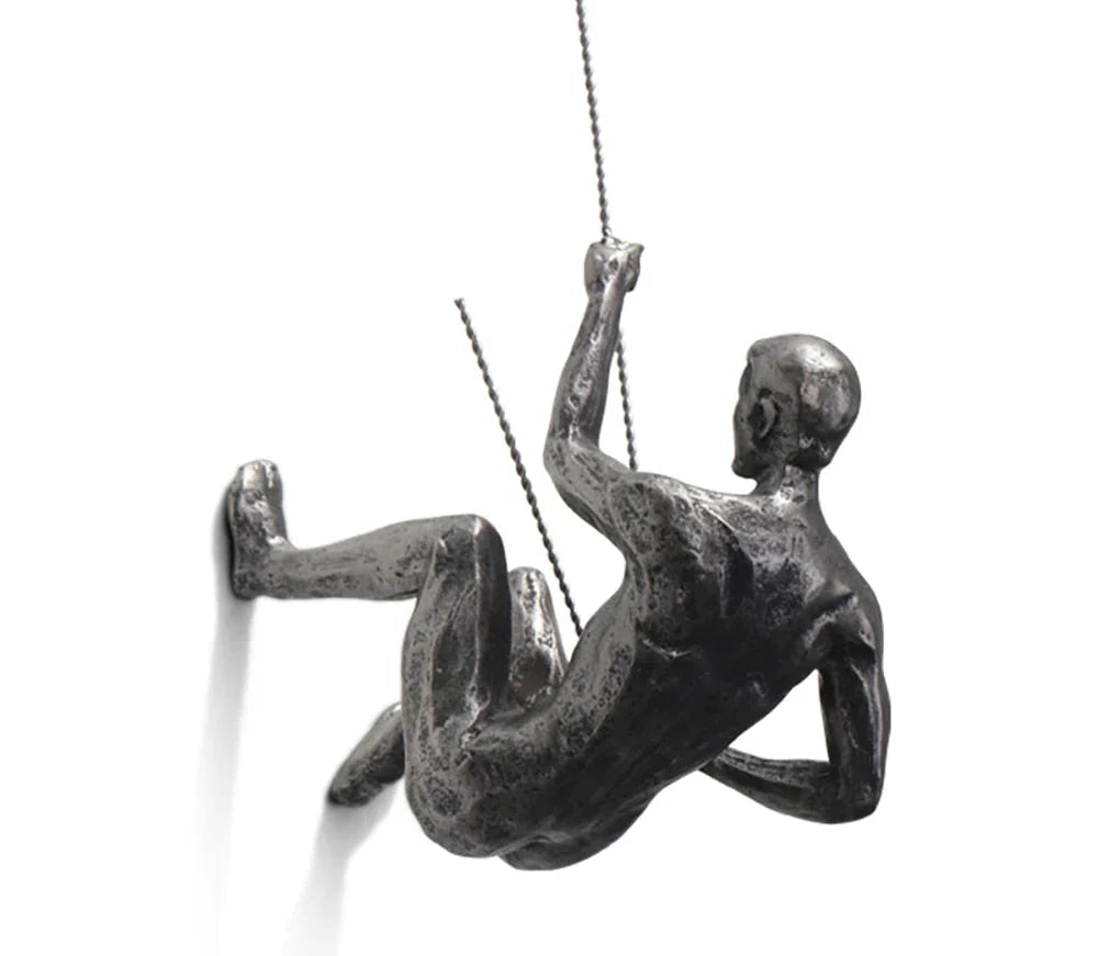 Handcrafted Metal Climber Wall Art Sculpture – Motivational Decor for Strength and Growth