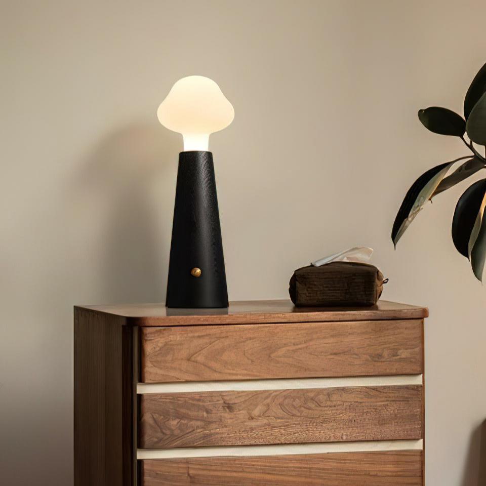 Aurora Glow Sculpted Table Lamp with Wood and Metal Accents