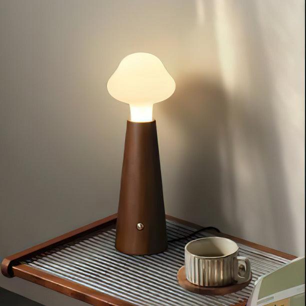 Aurora Glow Sculpted Table Lamp with Wood and Metal Accents