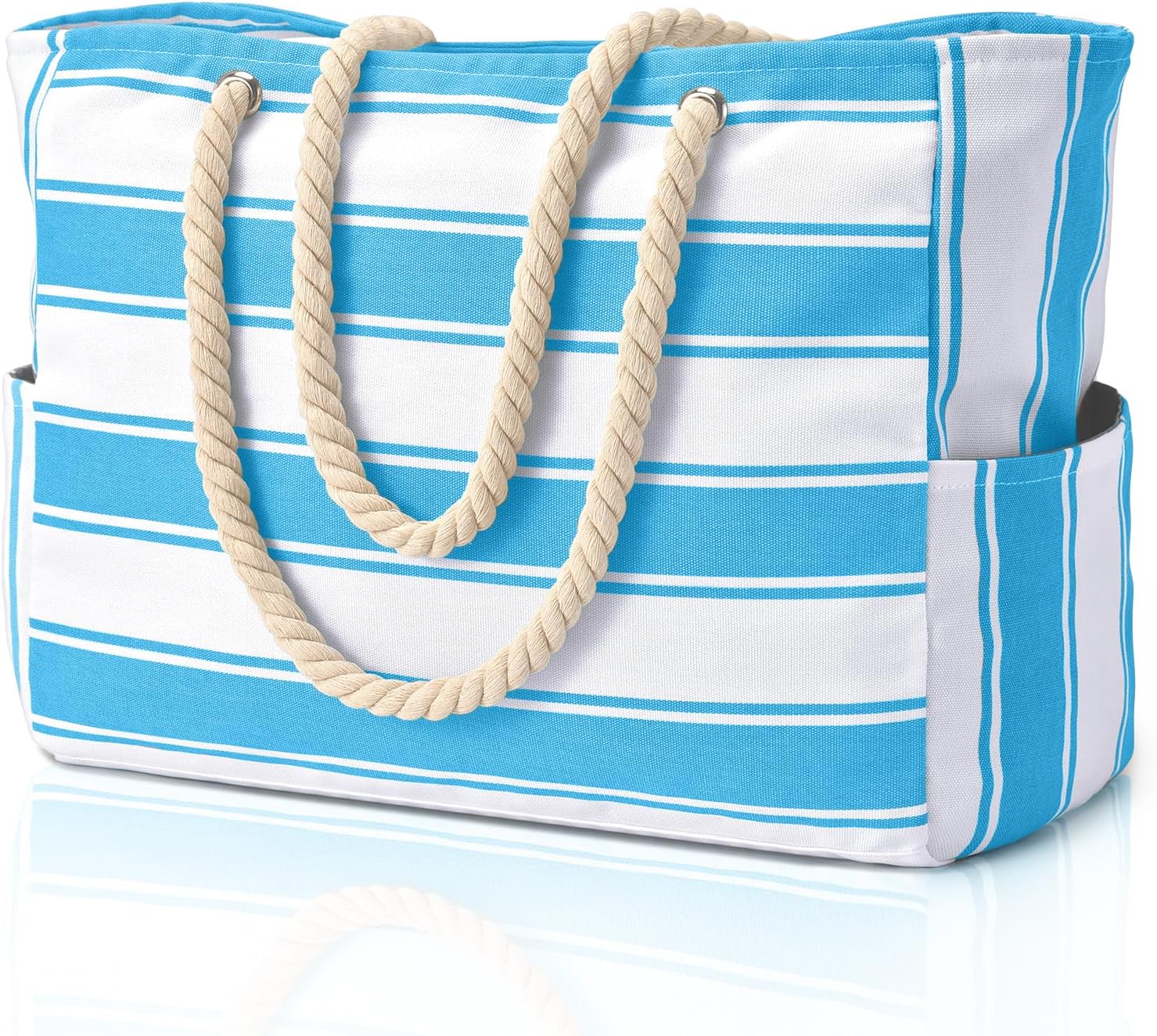 Oversized Waterproof Beach Tote Bag with Multiple Pockets – Lightweight Design