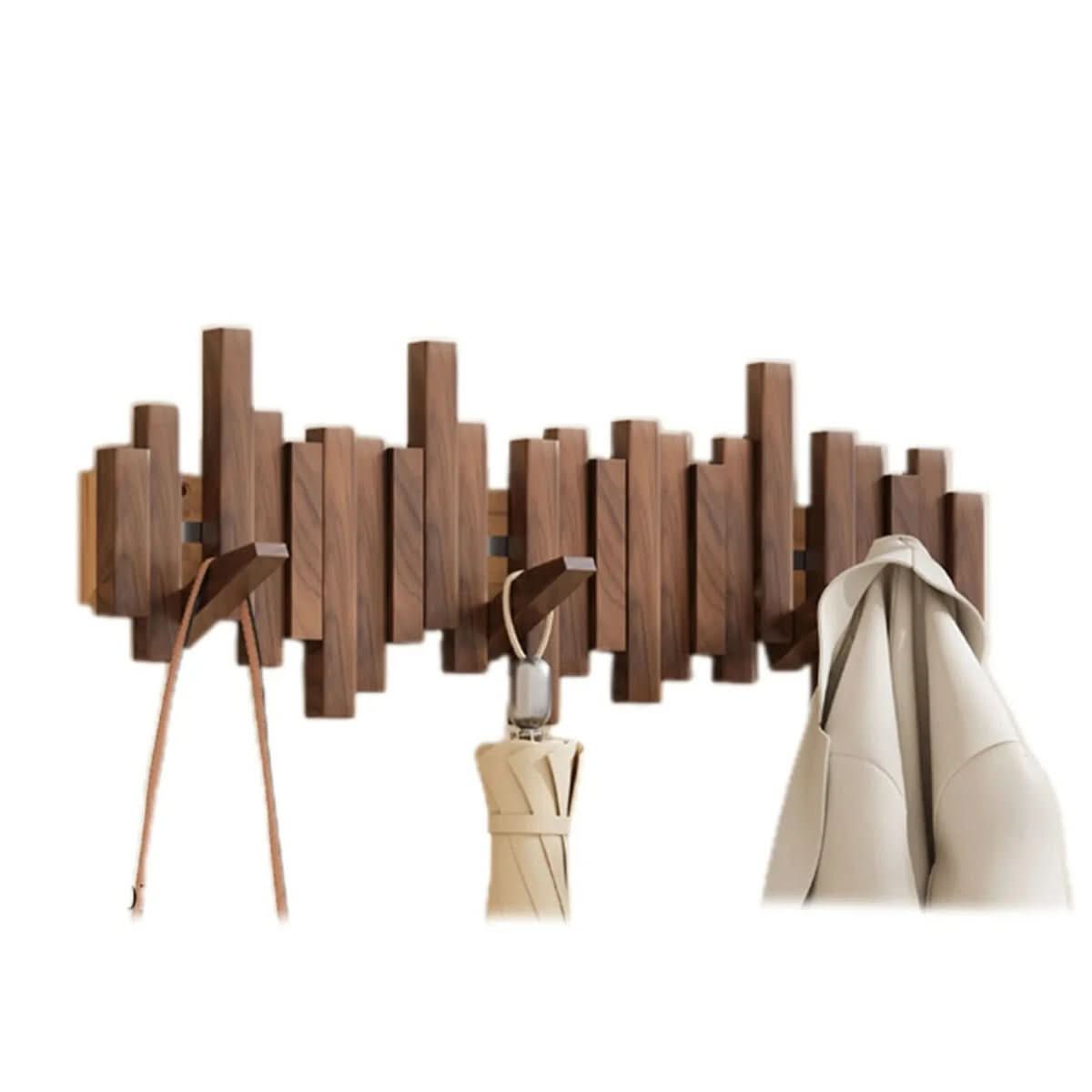 Chic Harmony Wall Hook Rack - Stylish Wooden Organizer