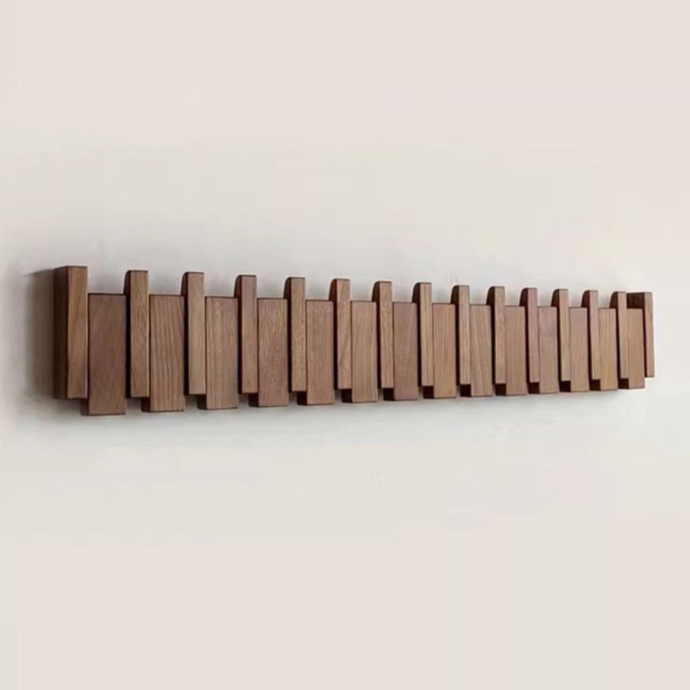 Smart Wooden Wall Organizer with Foldable Hooks for Entryways
