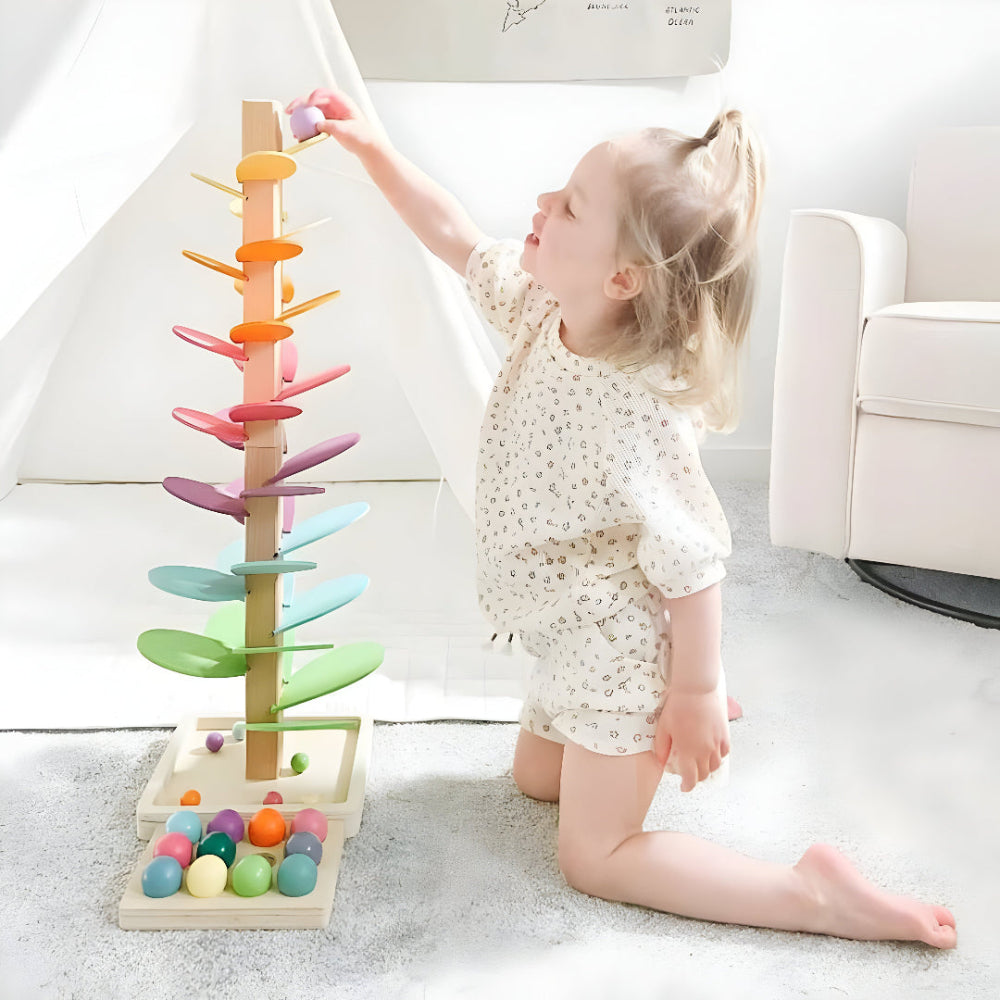 Vibrant Wooden Ball Track for Kids – Engaging Educational Toy