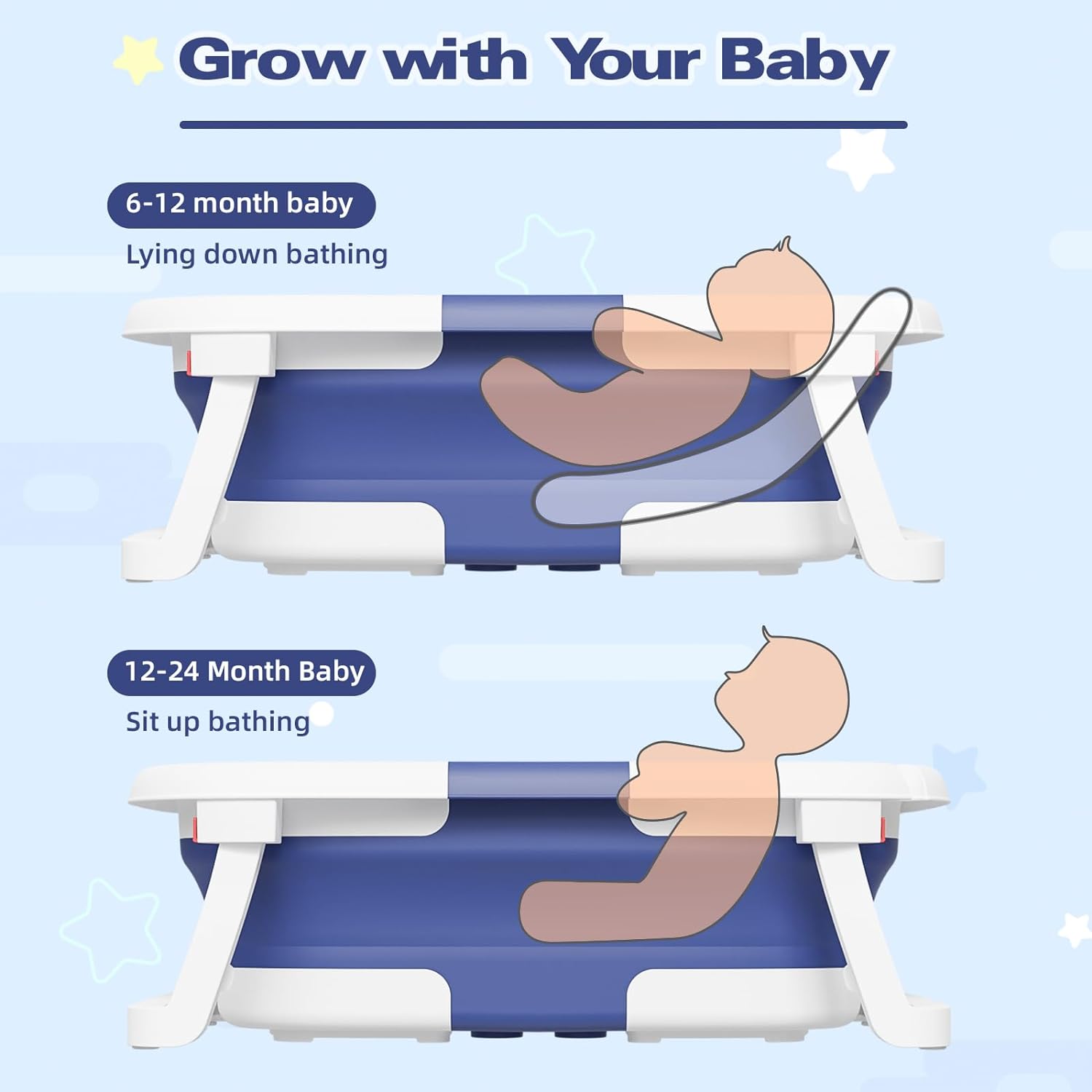 Collapsible Infant Bathtub with Digital Temperature Gauge and Soft Padding – Safe for Ages 0–6