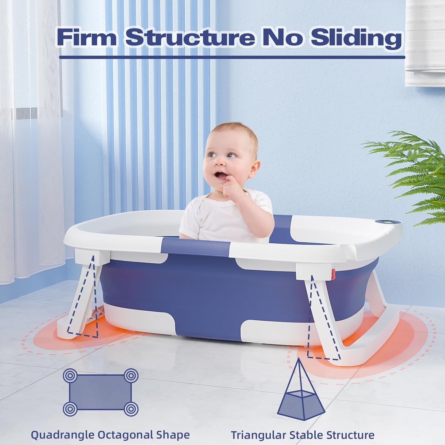 Collapsible Infant Bathtub with Digital Temperature Gauge and Soft Padding – Safe for Ages 0–6