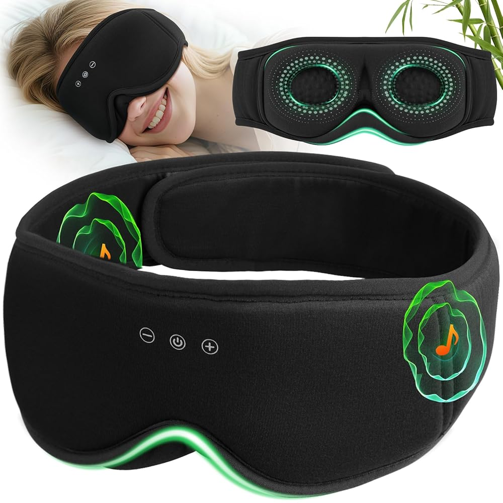 Bluetooth Sleep Eye Mask with 3D Light Blocking Design and Binaural Sound