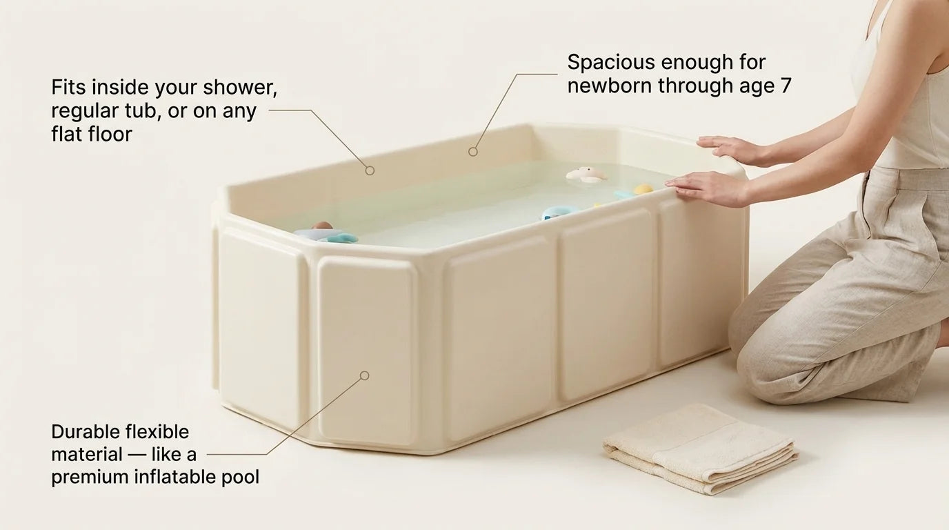 Portable Foldable Bathtub for Infants and Toddlers | Non-Slip | Blue | 76x38x25cm
