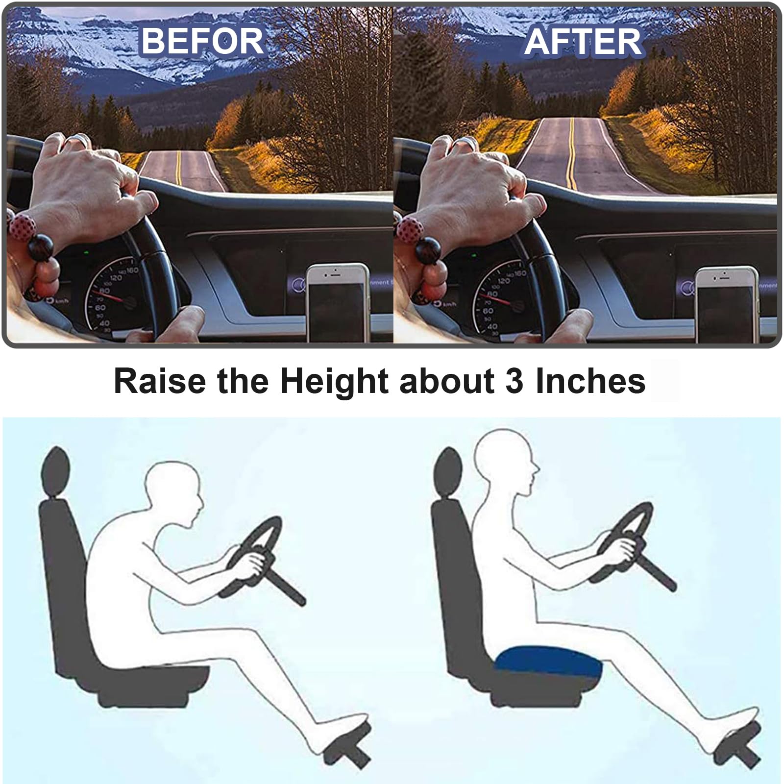Ergonomic Car Seat Cushion with Memory Foam for Improved Comfort
