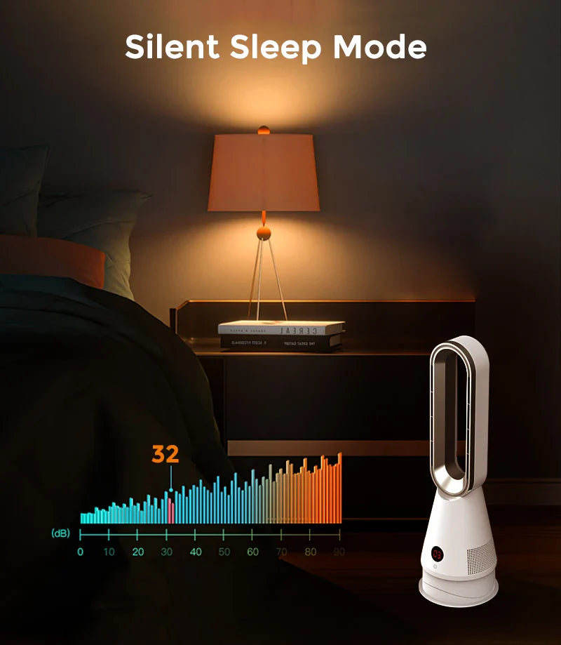 Bladeless Heater and Fan Combo with 80° Oscillation, Remote Timer