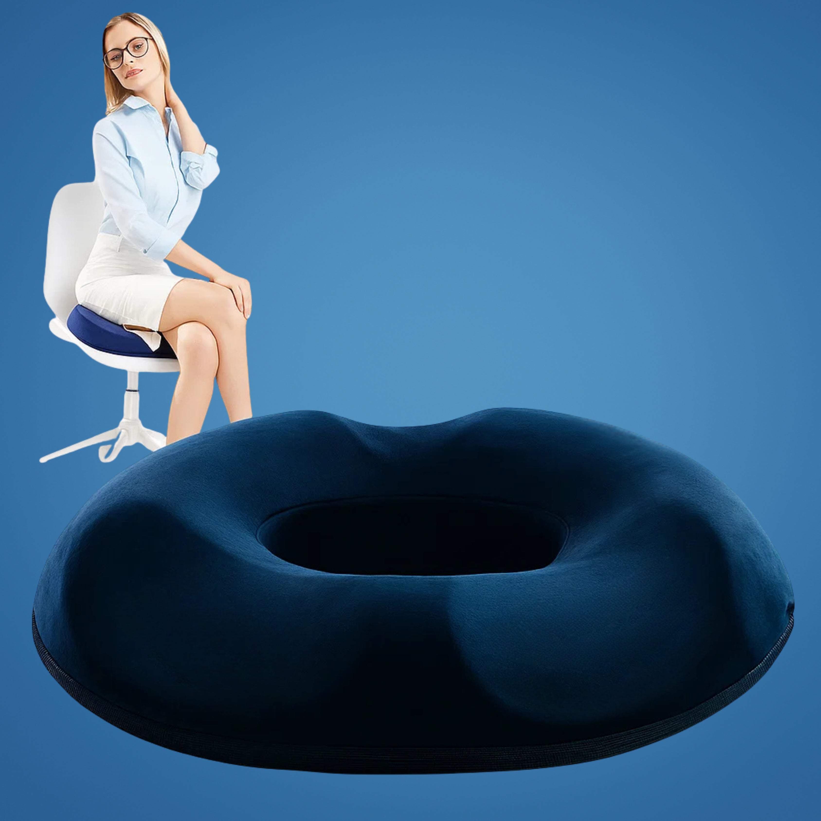 Memory Foam Donut Cushion for Tailbone Support – Washable Cover for Travel & Office