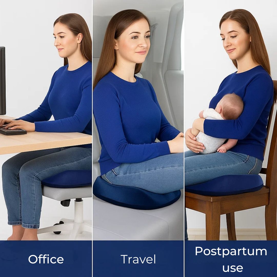 Memory Foam Donut Cushion for Tailbone Support – Washable Cover for Travel & Office