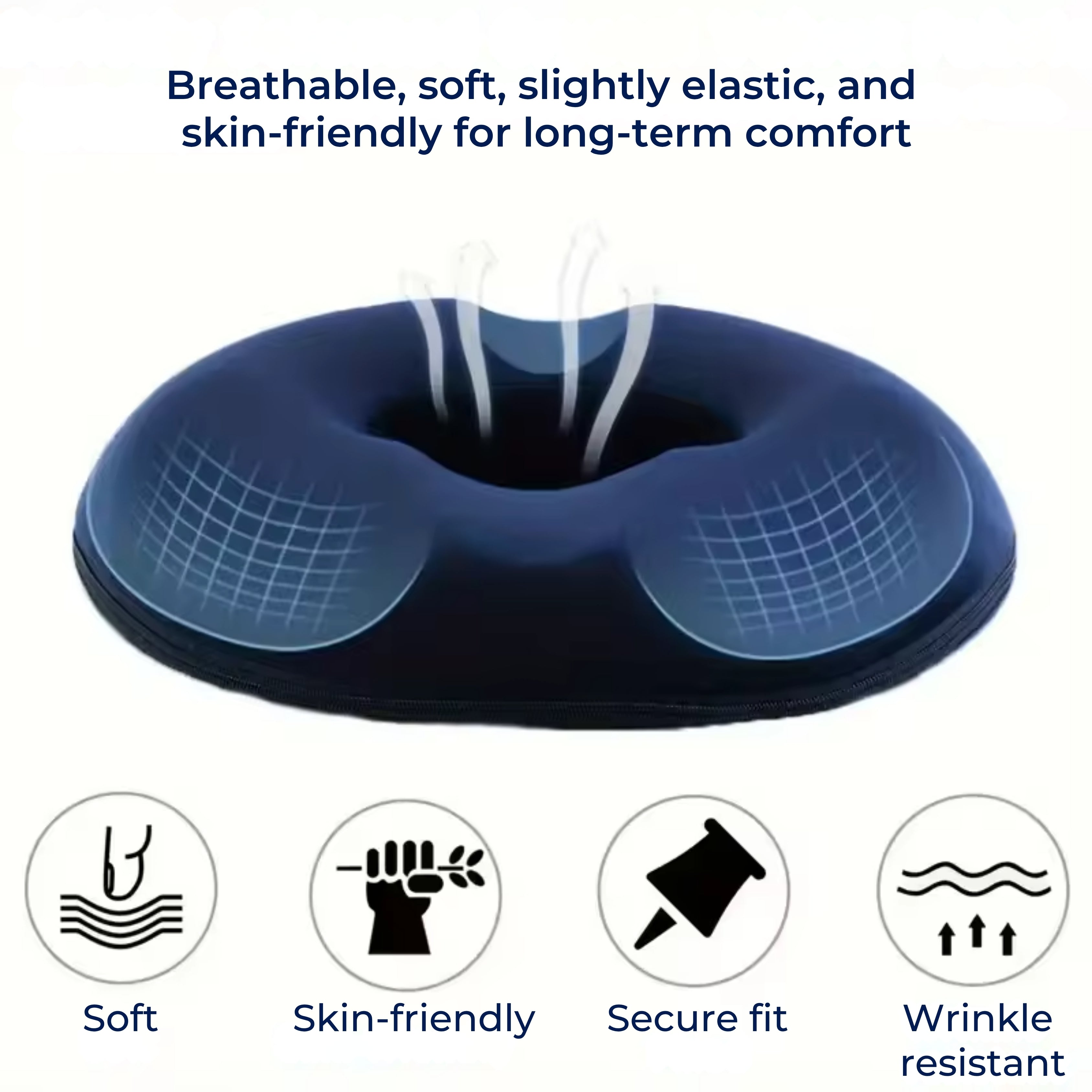 Memory Foam Donut Cushion for Tailbone Support – Washable Cover for Travel & Office