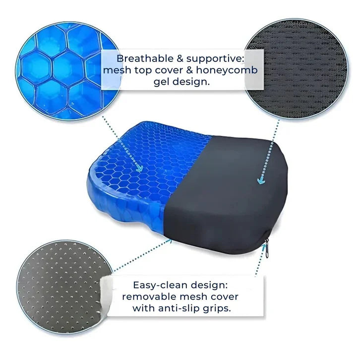 Cooling Gel Seat Cushion with Breathable Design for Pain Relief and Support