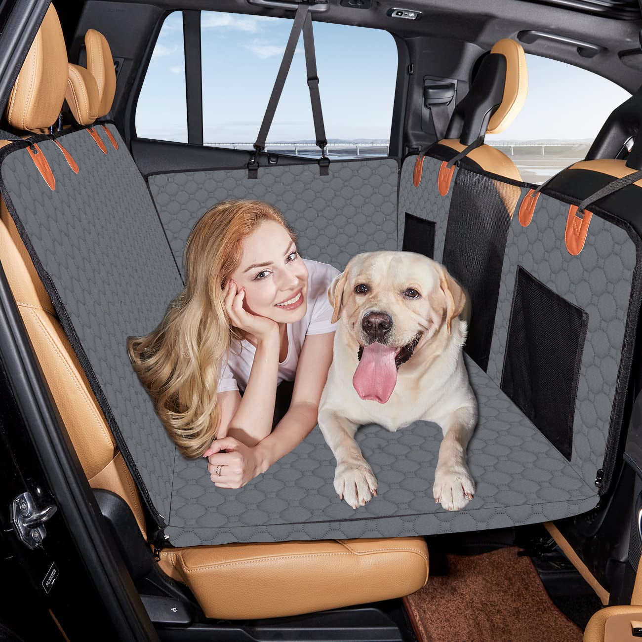 Memory Foam Car Seat Extender with Waterproof Cover for Dogs