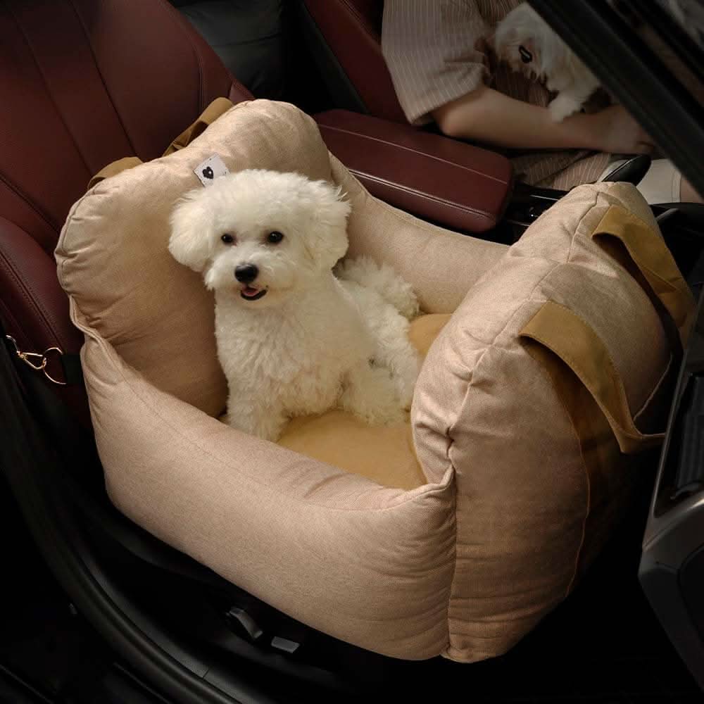 Dog Car Seat Bed with Adjustable Safety Straps & Non-Slip Base for Travel