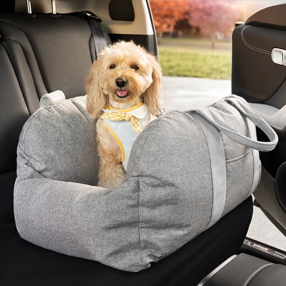 Dog Car Seat Bed with Adjustable Safety Straps & Non-Slip Base for Travel