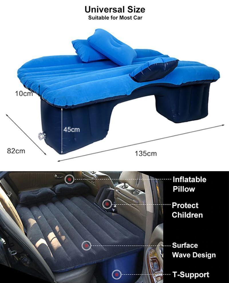 Inflatable Car Mattress with T-Support and Cushions for Travel and Camping