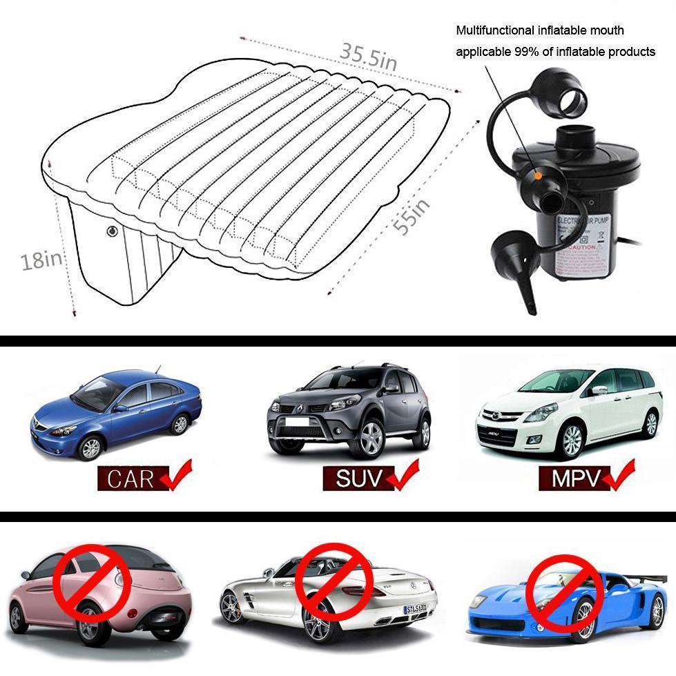 Inflatable Car Mattress with T-Support and Cushions for Travel and Camping
