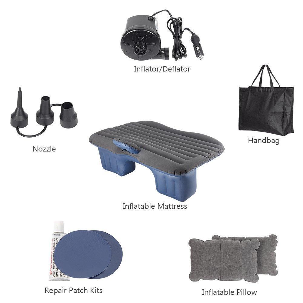 Inflatable Car Mattress with T-Support and Cushions for Travel and Camping