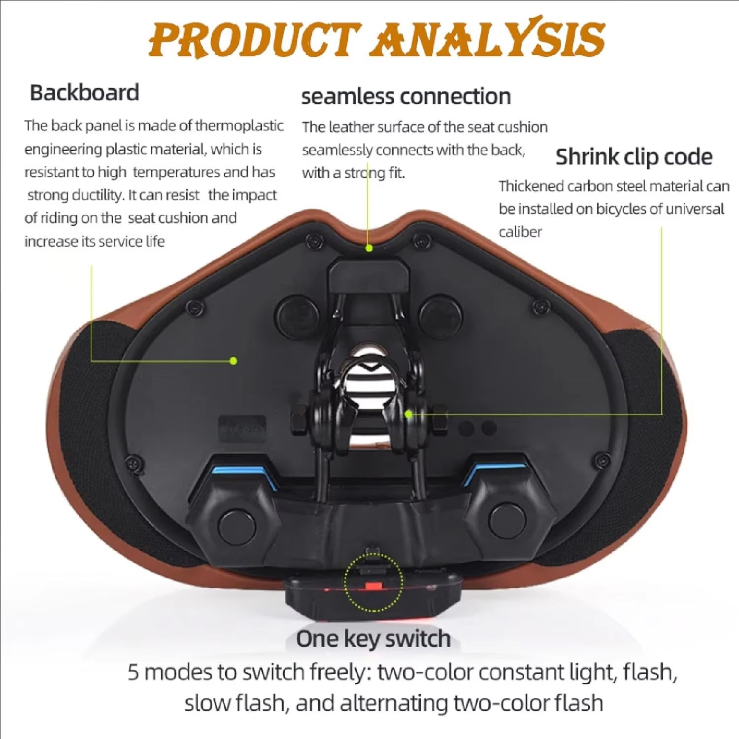 Oversized Noseless Bicycle Seat with Shock Absorption for Comfort