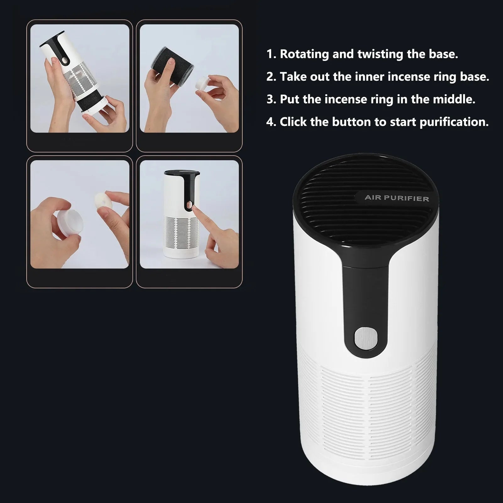 Compact USB Humidifier and Air Purifier for Home, Office, and Car – Whisper Quiet