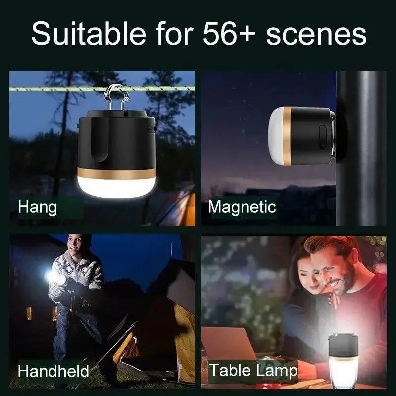 Portable LED Lantern with Power Bank and USB Rechargeable for Camping