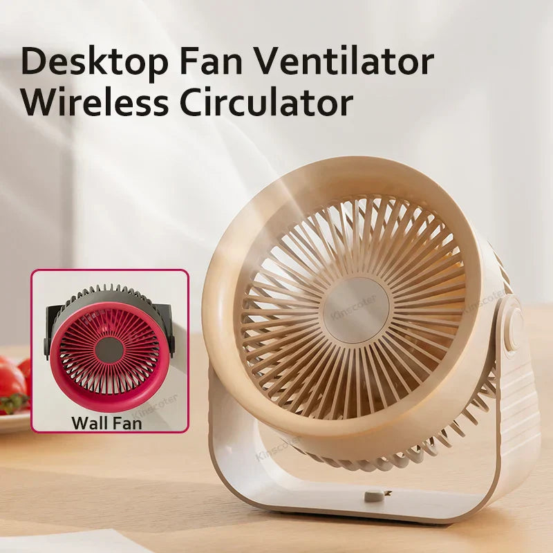 Portable Mini Desk Fan with 3600 mAh Battery & 4 Speed Options for Home or Travel