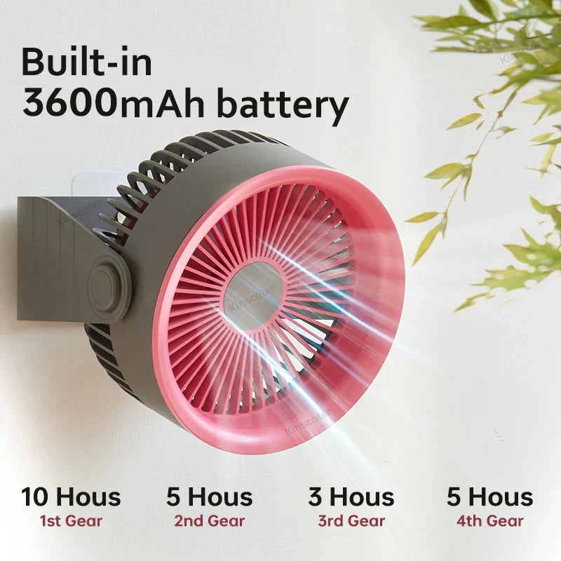 Portable Mini Desk Fan with 3600 mAh Battery & 4 Speed Options for Home or Travel