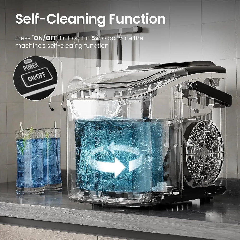 Portable Ice Machine for Countertops | Nugget Ice Maker with Self-Cleaning