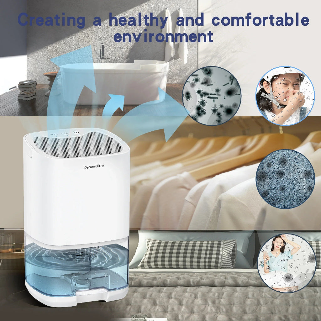 Portable Dehumidifier with Night Light and Air Filter for Small Spaces