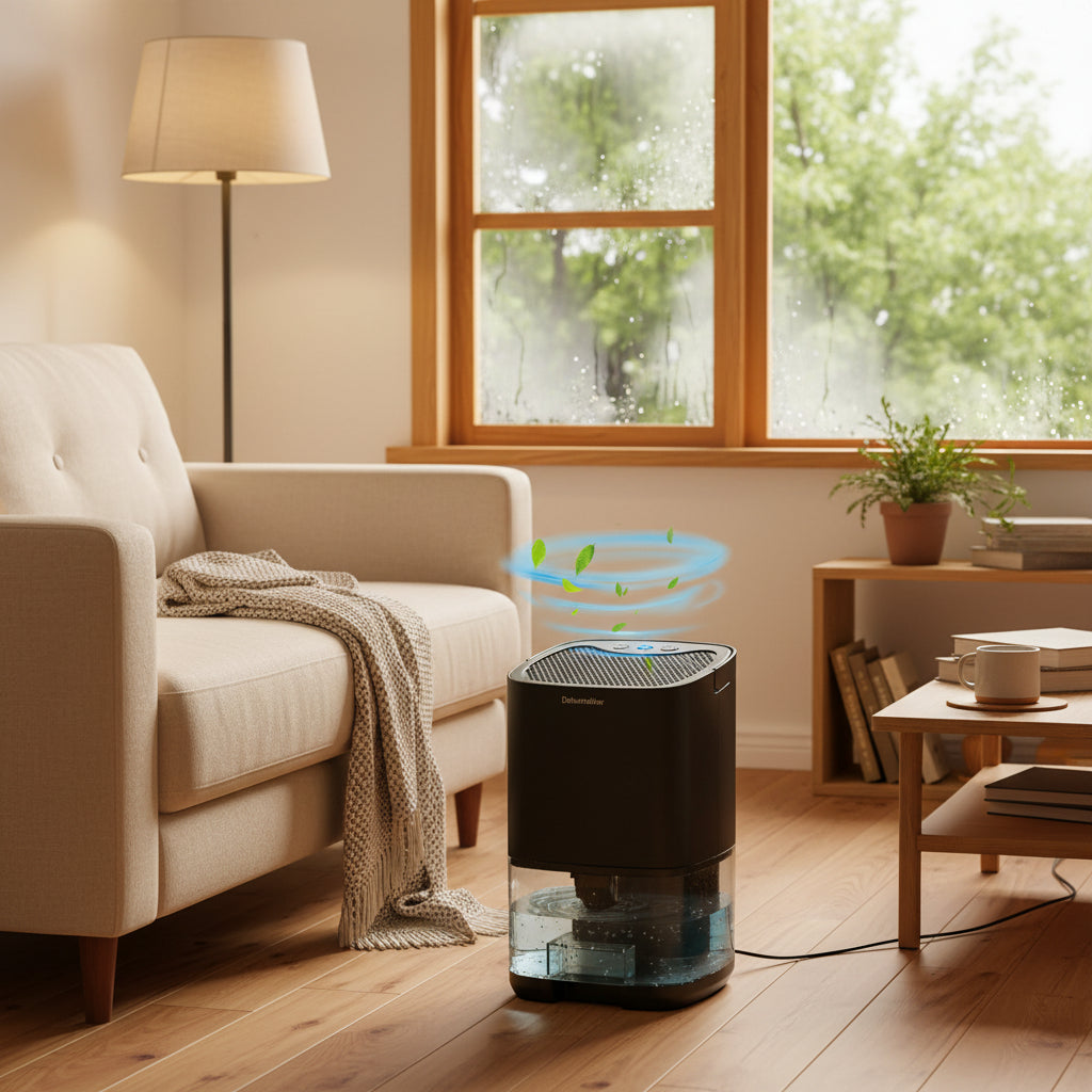 Portable Dehumidifier with Night Light and Air Filter for Small Spaces