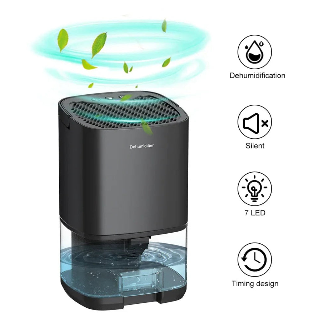 Portable Dehumidifier with Night Light and Air Filter for Small Spaces