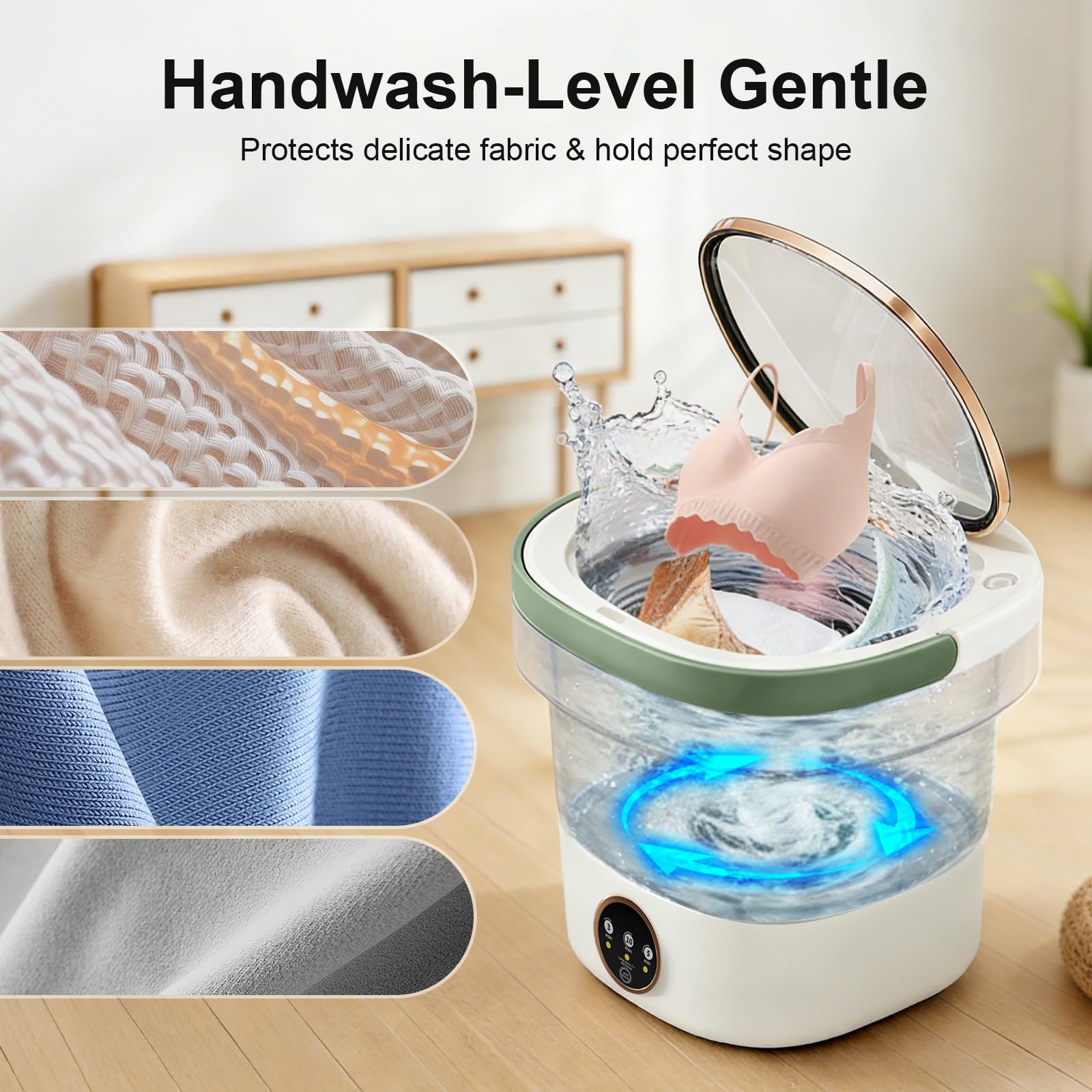 20L Foldable Mini Washing Machine with Spin Basket - 3 Cleaning Modes