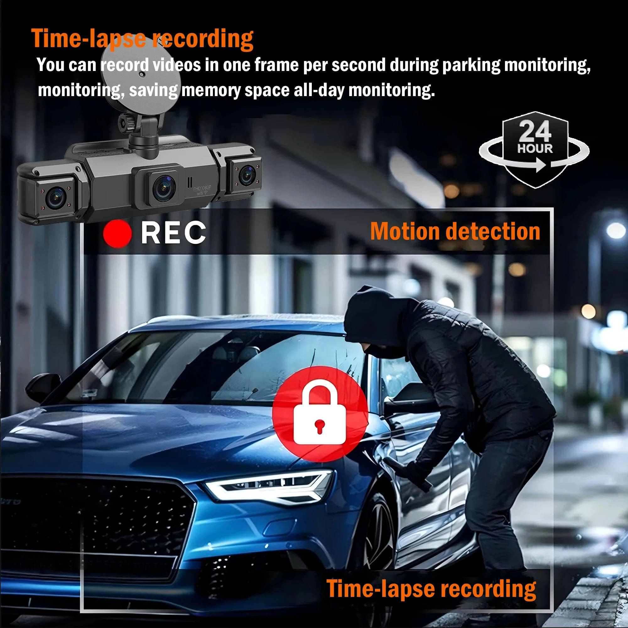 Four-Camera Vehicle Dash Camera Kit | 1920P Front | 720P Side & Rear | Night Vision | WiFi | Supports Up to 32GB