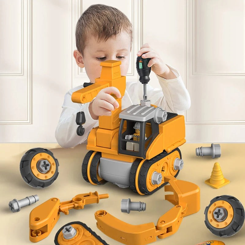 DIY Construction Vehicle Toy Set with Electric and Manual Screwdriver for Ages 3+ | STEM Learning